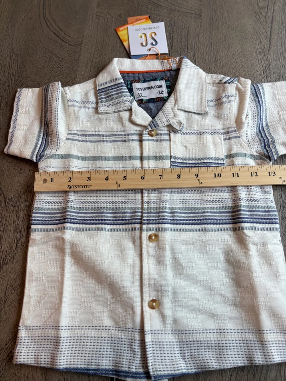 Sovereign Code Tour Textured Striped button up shirt boys size 3T NWT